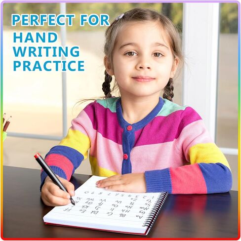 2 Pcs Primary Composition Notebook Spiral K-2 Writing Workbook Wide Ruled Paper Primary Journal 100 Sheets 9.8" x 7.5" Kindergarten Preschool Handwriting Notebook for Kids in Kuwait