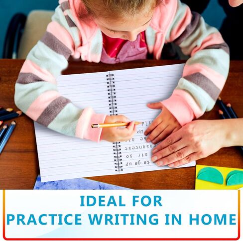 2 Pcs Primary Composition Notebook Spiral K-2 Writing Workbook Wide Ruled Paper Primary Journal 100 Sheets 9.8" x 7.5" Kindergarten Preschool Handwriting Notebook for Kids in Kuwait