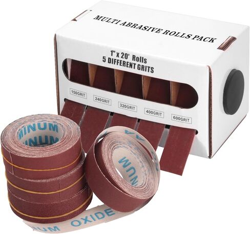 Emery Cloth Roll, 150 240 320 400 600 Grit Abrasive Sand Paper, Sandpaper Assortment for Woodworking Metal Polishing, 5 Rolls Sandpaper 6 Meter with Dispenser Aluminum Oxide Sandpaper in Saudi Arabia