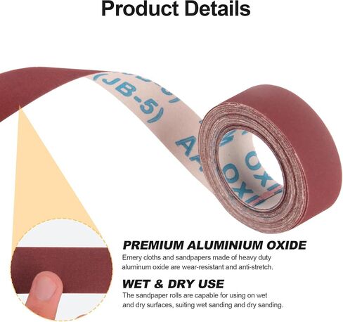 Emery Cloth Roll, 150 240 320 400 600 Grit Abrasive Sand Paper, Sandpaper Assortment for Woodworking Metal Polishing, 5 Rolls Sandpaper 6 Meter with Dispenser Aluminum Oxide Sandpaper in Saudi Arabia