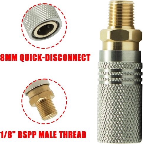 1/8" NPT Male Thread Coupler, Paintball PCP HPA CO2 Air Tank Refill ConnectorAdapter, 8MM Quick Disconnect Quick Release Adapter Fitting in Saudi Arabia