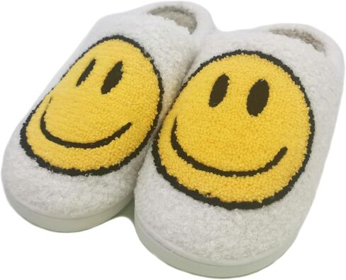 Cute Smile Face Plush Slipper Warm Winter Fleece Home Slip-on Shoes for Family Members in Saudi Arabia