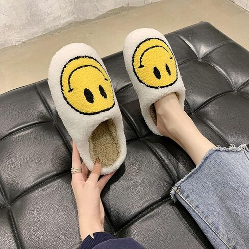 Cute Smile Face Plush Slipper Warm Winter Fleece Home Slip-on Shoes for Family Members in Saudi Arabia