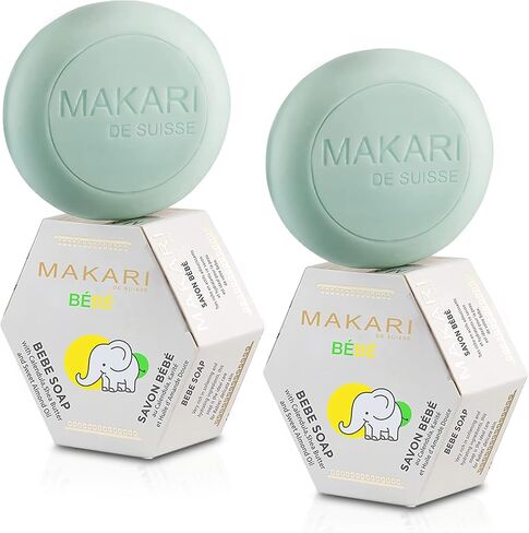 MAKARI Baby Soap 2 Pack (5.4oz) | Moisturizing Daily Bar Soap for Delicate Skin | Mild Cleansing Children’s Bath Bar With Shea Butter and Non-Irritating Botanical Ingredients in Saudi Arabia