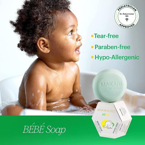 MAKARI Baby Soap 2 Pack (5.4oz) | Moisturizing Daily Bar Soap for Delicate Skin | Mild Cleansing Children’s Bath Bar With Shea Butter and Non-Irritating Botanical Ingredients in Saudi Arabia