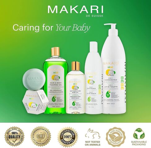 MAKARI Baby Soap 2 Pack (5.4oz) | Moisturizing Daily Bar Soap for Delicate Skin | Mild Cleansing Children’s Bath Bar With Shea Butter and Non-Irritating Botanical Ingredients in Saudi Arabia