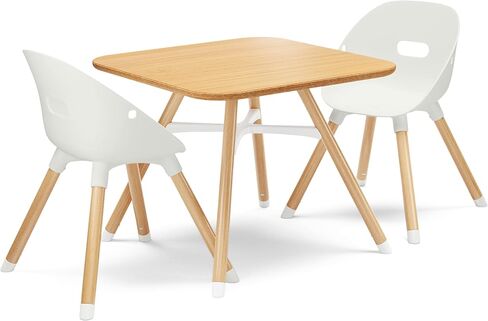 Lalo The Play Kit, Kids Table and Chairs Set with Sustainably Sourced Wood Kids Table & Set of 2 Non-Toxic Bucket Seat Kids Chairs - Safe and Comfortable - Coconut/Coconut in Saudi Arabia