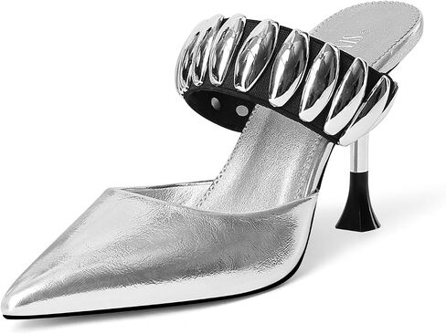 Women Heeled Mules Pointed Toe High Heel Sandals Comfortable Dress Party Shoes in Saudi Arabia