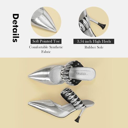 Women Heeled Mules Pointed Toe High Heel Sandals Comfortable Dress Party Shoes in Saudi Arabia