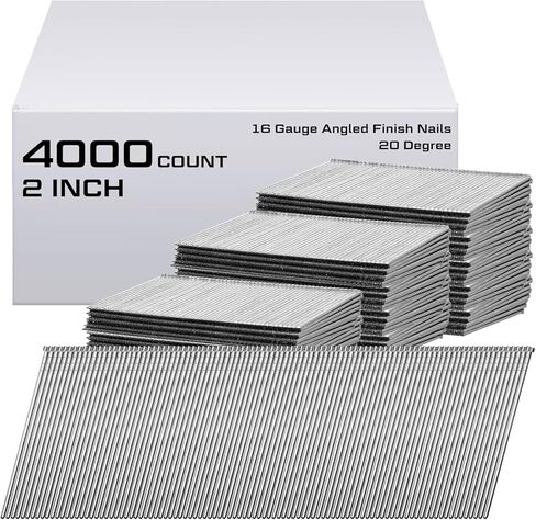 Blulu 4000 Pieces 16 Gauge Angled Finish Nails 2 Inch 20 Degree Galvanized Finishing Nails for Pneumatic, Electric Angled Finish Nailer, Window Trim, Cabinet Building and Other DIY Projects in Saudi Arabia