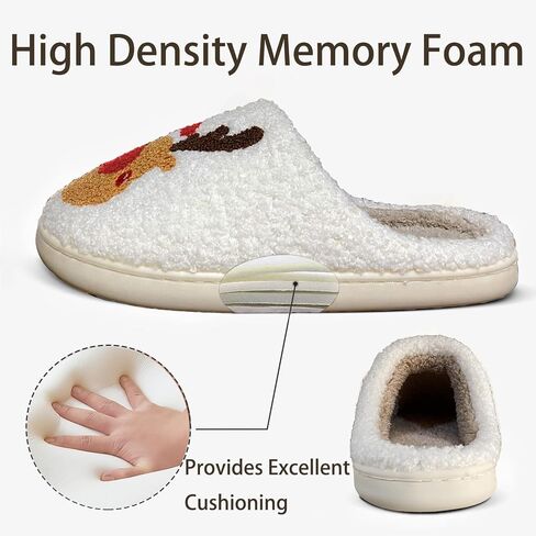 Christmas Slippers Reindeer Womens Mens Soft Plush Comfy Warm Fuzzy Slippers Red Moose Santa Claus Indoor Slip On House Slippers in Saudi Arabia