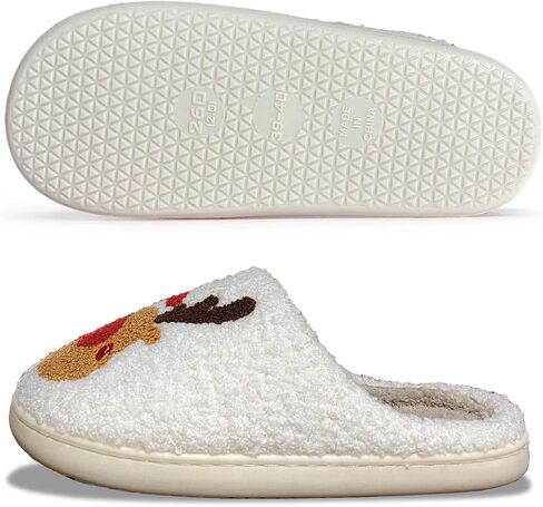 Christmas Slippers Reindeer Womens Mens Soft Plush Comfy Warm Fuzzy Slippers Red Moose Santa Claus Indoor Slip On House Slippers in Saudi Arabia