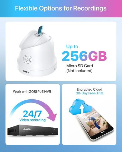 ZOSI 4K PoE Add on Security Camera, Person Vehicle Detection, Sound & Light Siren, 2 Way Audio, Color Night Vision, 8MP Weatherproof Outdoor Indoor Dome Cam, Only Compatible 4K PoE NVR in Saudi Arabia