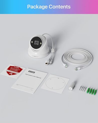 ZOSI 4K PoE Add on Security Camera, Person Vehicle Detection, Sound & Light Siren, 2 Way Audio, Color Night Vision, 8MP Weatherproof Outdoor Indoor Dome Cam, Only Compatible 4K PoE NVR in Saudi Arabia