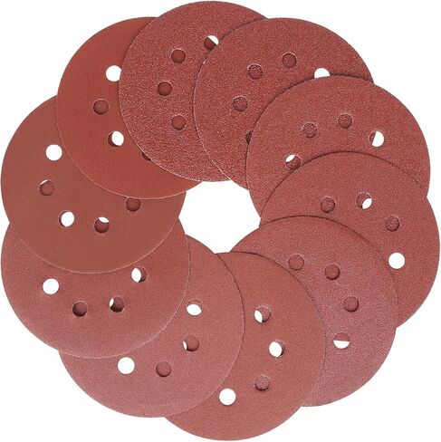 75 PCS 5 Inch 8 Hole Hook and Loop Sanding Discs, 75 PCS 40 80 120 220 320 Grits Sandpaper for Random Orbit Sander (Red) in Saudi Arabia