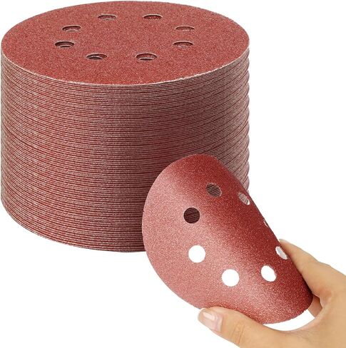 75 PCS 5 Inch 8 Hole Hook and Loop Sanding Discs, 75 PCS 40 80 120 220 320 Grits Sandpaper for Random Orbit Sander (Red) in Saudi Arabia