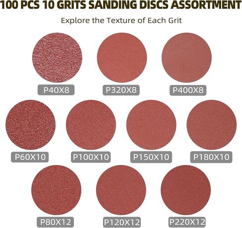 75 PCS 5 Inch 8 Hole Hook and Loop Sanding Discs, 75 PCS 40 80 120 220 320 Grits Sandpaper for Random Orbit Sander (Red) in Saudi Arabia