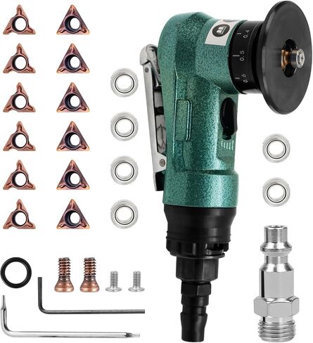2 In 1 Air Chamfer Tool Deburring Tool, Green Mini Pneumatic Chamfering Machine 45 Degree Arc Corner Beveling Trimming Machine with Replace Blades (C+R Angle Blades) in Saudi Arabia
