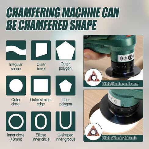 2 In 1 Air Chamfer Tool Deburring Tool, Green Mini Pneumatic Chamfering Machine 45 Degree Arc Corner Beveling Trimming Machine with Replace Blades (C+R Angle Blades) in Saudi Arabia