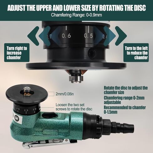 2 In 1 Air Chamfer Tool Deburring Tool, Green Mini Pneumatic Chamfering Machine 45 Degree Arc Corner Beveling Trimming Machine with Replace Blades (C+R Angle Blades) in Saudi Arabia