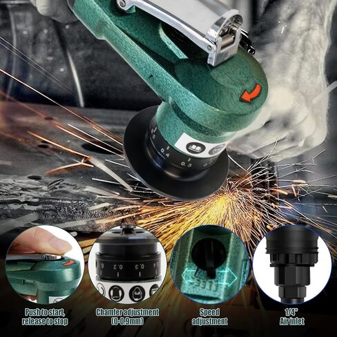 2 In 1 Air Chamfer Tool Deburring Tool, Green Mini Pneumatic Chamfering Machine 45 Degree Arc Corner Beveling Trimming Machine with Replace Blades (C+R Angle Blades) in Saudi Arabia