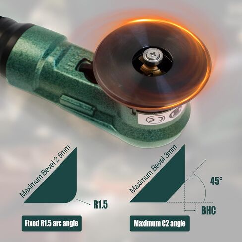 2 In 1 Air Chamfer Tool Deburring Tool, Green Mini Pneumatic Chamfering Machine 45 Degree Arc Corner Beveling Trimming Machine with Replace Blades (C+R Angle Blades) in Saudi Arabia