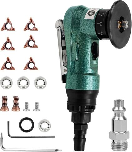 2 In 1 Air Chamfer Tool Deburring Tool, Green Mini Pneumatic Chamfering Machine 45 Degree Arc Corner Beveling Trimming Machine with Replace Blades (C+R Angle Blades) in Saudi Arabia