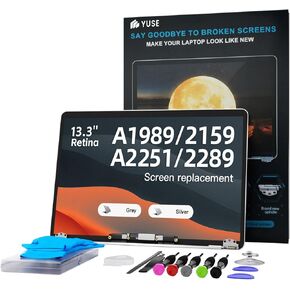 YUSE Screen Replacement for 13.3" MacBook Pro A1989 A2159 A2289 A2251 2018 2019 2020 Year Retina, A Full LED LCD Display Assembly Model: 3358 3214 3301 3348 3456 2560x1600 (Space Grey)