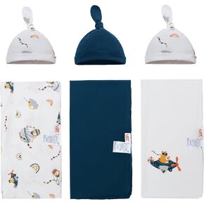 Baby Cotton Swaddle Blankets with Hat Set 3 Pack 0-3 3-6 Months Wearable Blankets Unisex Baby Sleeping Bag (rabbit)