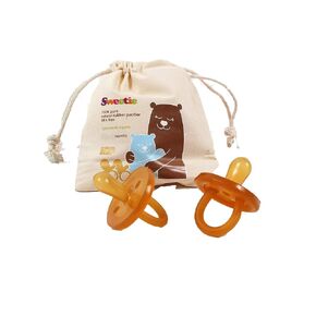 Sweetie Rubber Pacifier Natural Rubber Natural Rubber Pacifier with Symmetrical Nipple 2 Count (6-12 Month/Medium)