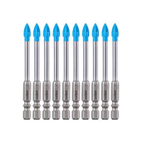 toolant 1/4" Glass and Tile Drill Bit 10pc Set, Masonry Drill Bits Set for Glass, Tiles, and Ceramics,1/4 Hex Shank