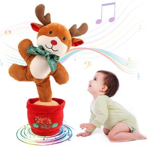 Emoin Dancing Christmas Reindeer Toy,Christmas Singing,Dancing Musical Toy,Christmas Reindeer Toy with Music and Lights, Sings and Dances Early Educational Development Gift