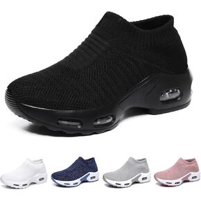 Women's Knit Orthopedic Sock Sneakers Lightweight Breathe Mesh Slip-On Air Cushion Sole Daily Nursing Work Walking Shoes