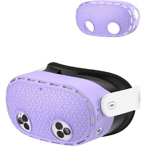 for Meta Quest 3S Lens Protector Cover,BOVUGAC Silicone Front Headset Protective Shell Cover for Meta Quest 3S Accessories,Preventing Dust Collisions and Scratches-Purple