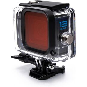 Reflex Camera 60M/196FT Waterproof Protective Underwater Dive Housing Case with Bracket and Dive Lens for Go Pro Hero 9-13 - Clear Casing