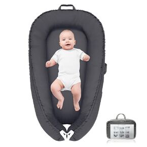 Baby Lounger for Newborn,Infant Lounger Baby Nest Cover for Babys,100% Cotton Breathable & Soft Baby Lounger Newborn Essentials for Baby 0-12 Months,Co Sleeper for Baby in Bed (Grey)