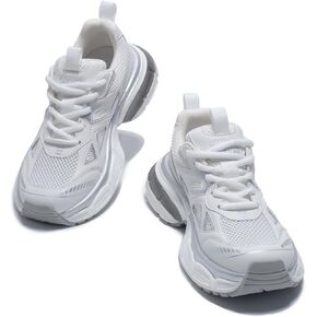 BEAU TODAY Women's Walking Shoes, White Running Shoes for Women, Chunky Platform Fashion Sneakers for Women, Comfortable Casual Gym Workout Athletic Tennis Shoes White US 7