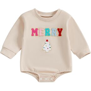 ZyHwShine Christmas Baby Girl Outfit Christmas Tree Long Sleeve Sweatshirt Bubble Romper Infant Fall Winter Clothes