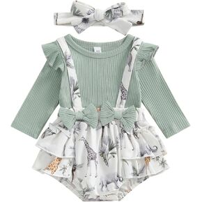 Newborn Infant Baby Girl Knit Romper Dress Long Sleeve Ruffle Bodysuit Jumpsuit Fall Winter Clothes One Piece Outfit