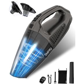 TANYO Handheld Vacuum Cleaner Cordless 12000 Pa, Brushless Portable Car Vacuum with HEPA Filter, Rechargeable Car Hand Held Vacuum for Home, Pet and Car Accessories Detailing Kit for Men Women(Clear)