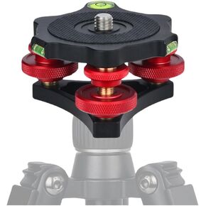 Tripod Leveling Base, Tripod Head Leveling Base Camera Leveler,3/8"Thread,+ / -5° Angle Adjustment, 3 Bubble Level Triple Wheel Leveler for Macro Panoramic Head