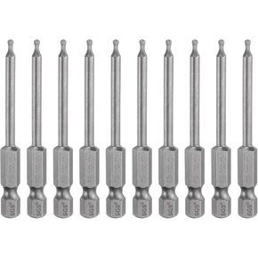 HARFINGTON 10pcs Ball End Hex Screwdriver Bit 5mm (H5.0) Tip 1/4" Hex Shank 100mm (4") Long Magnetic Ball Head Bits Industrial Grade S2 Steel Metric Screw Driver Bit