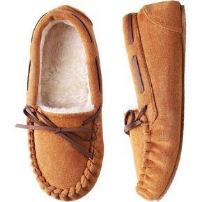Women's House Slippers Moccasins Slippers Indoor Outdoor Cozy Faux Fur Micro Suede Slip on Loafer House Shoes