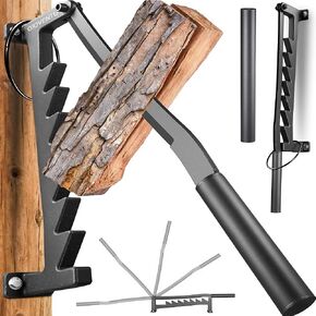 Wall Mounted Firewood Kindling Splitter, 2024 𝐔𝐩𝐠𝐫𝐚𝐝𝐞𝐝 7-Tooth Kindling Splitter Wood, Portable Manual Log Splitter with Extended Handle & Short Handle for Camping, Household, Indoor, Outdoor