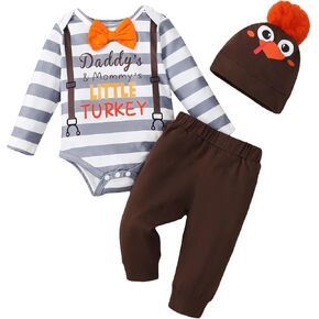 Thanksgiving Baby Clothes Newborn Baby Boy Outfits Infant Turkey Romper Pants Hat Jumpsuits Bodysuit