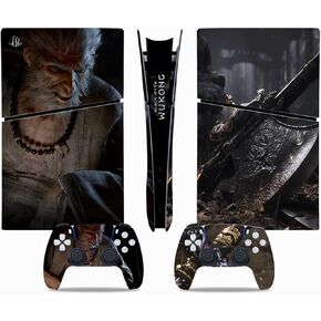 Black Skin for PS5 Slim Digital, Protective Film Sticker for PS5 Slim Console Digital Edition,Skin Sticker Decal Full Cover(1290)