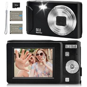 Digital Camera UHD 2.7K 50MP Vlogging Camera Digital Point and Shoot Camera with Autofocus16X Digital Zoom Compact Small Camera Gifts for Kids Boys Girls Beginners Elders