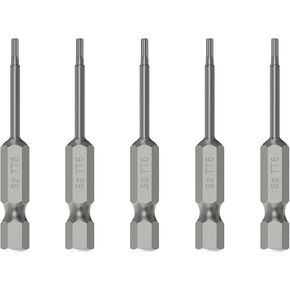 5PCS T45 Magnetic Tamper Proof Torx Screwdriver Bits, 1/4 Inch Hex Shank 2.6 Inch Length S2 Steel Security Drill Torx Head Drill Screw Driver Tools(65mm Long, Star 6 Point)