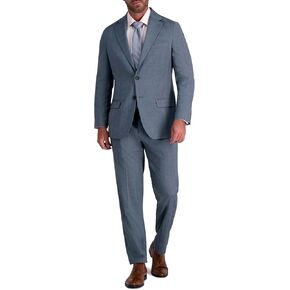 J.M. Haggar Men's Premium Stretch Tailored Fit Subtle Pattern Suit Separates Jackets, Dark Navy-Pant