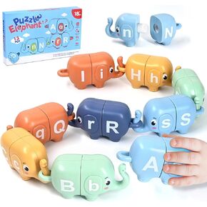 Elephant Alphabet Letter Matching Puzzle Toys for Toddlers 18 Months, 26 ABC Learning Game Fun Preschool Educational Classroom Stacking Toy for 2 3 4 Year Old Boys & Girls, Ideal 1st Birthday Gift